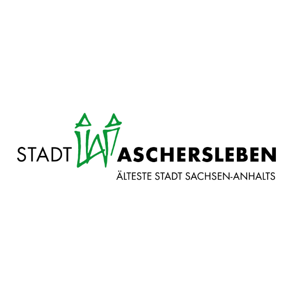 Schriftzug Stadt Aschersleben. Älteste Stadt Sachsen-Anhalts